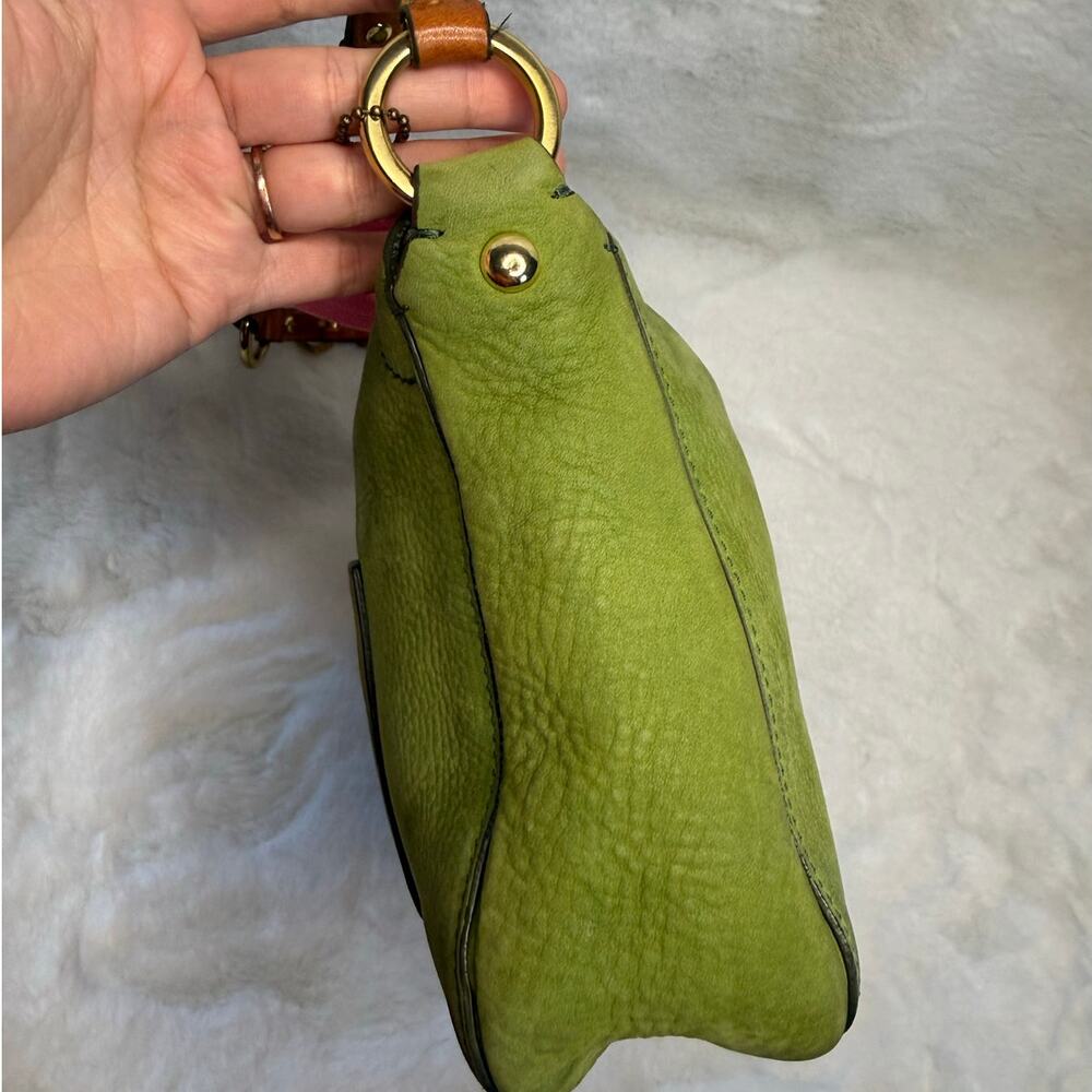 RARE y2k COACH 8A54 Chelsea Hobo Turnlock Nubuc Green Shoulder Bag - Picture 9 of 12
